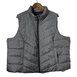 Lands End Womens Max 600 Down Puffer Packable Vest Size‎ 2XP Chevron Outdoor NWT